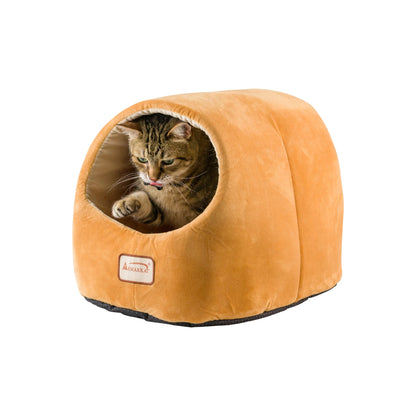 Covered Pet Cat Bed, Brown