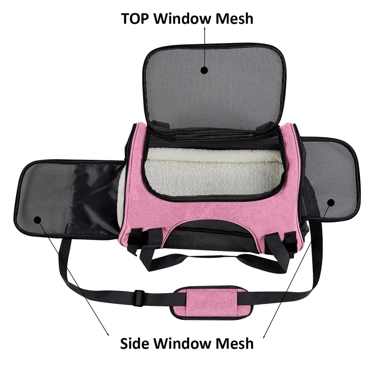 Pink Pet Cat Carrier Airline Approved, Dog Carriers for Small Dogs, Collapsible Dog Cat Travel Carrier Bag for Small Medium Cat
