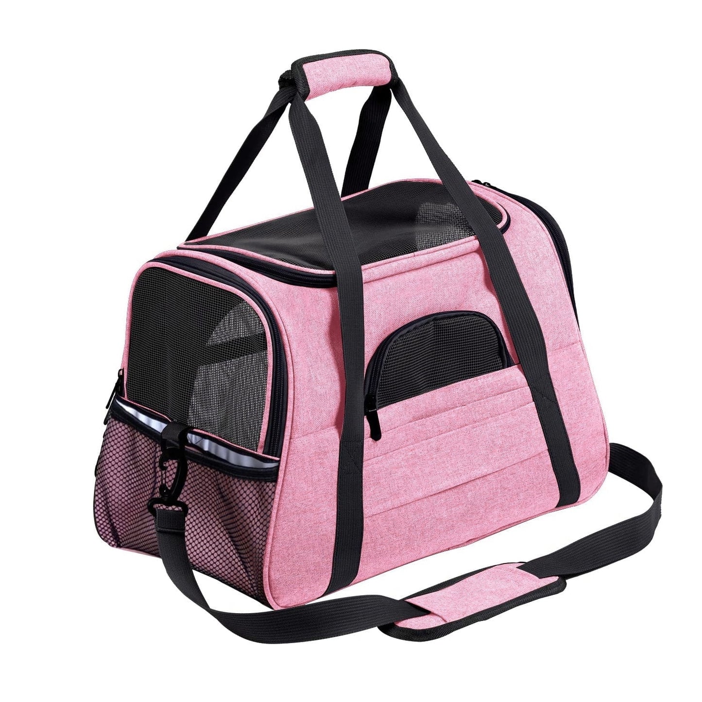Pink Pet Cat Carrier Airline Approved, Dog Carriers for Small Dogs, Collapsible Dog Cat Travel Carrier Bag for Small Medium Cat