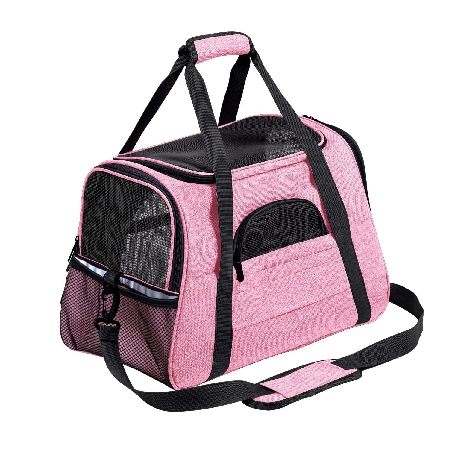 Pink Pet Cat Carrier Airline Approved, Dog Carriers for Small Dogs, Collapsible Dog Cat Travel Carrier Bag for Small Medium Cat