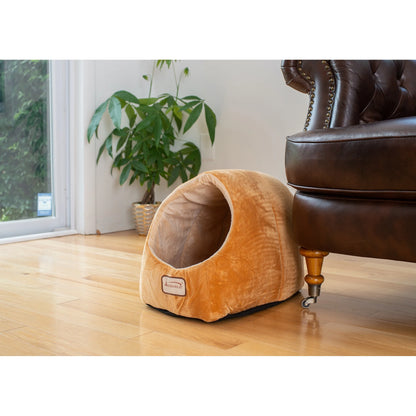 Covered Pet Cat Bed, Brown