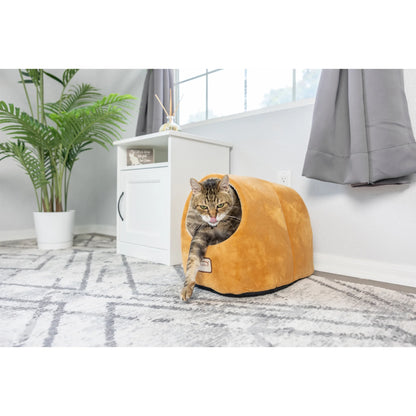 Covered Pet Cat Bed, Brown