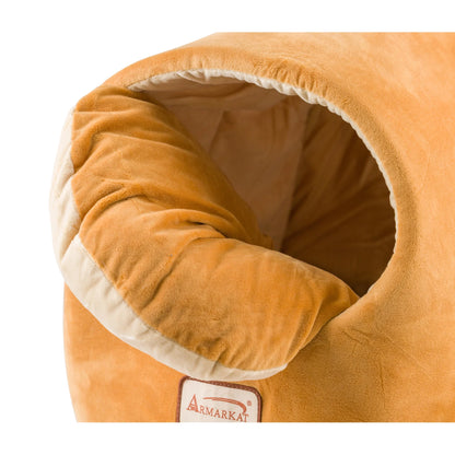 Covered Pet Cat Bed, Brown