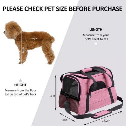 Pink Pet Cat Carrier Airline Approved, Dog Carriers for Small Dogs, Collapsible Dog Cat Travel Carrier Bag for Small Medium Cat