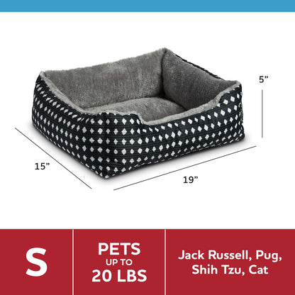 (3 Pack)  Cuddler Small Dog or Cat Bed, Black 19" X 15"