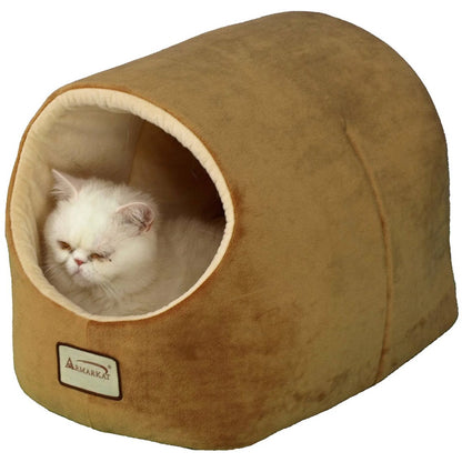 Covered Pet Cat Bed, Brown